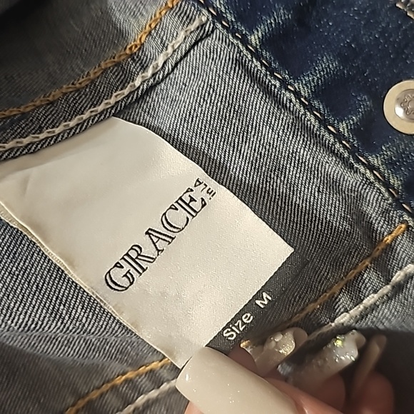 Gorgeous nwots Grace stretchy Jean jacket. Size med. Amazing jacket sz 10 youth. - Picture 8 of 11